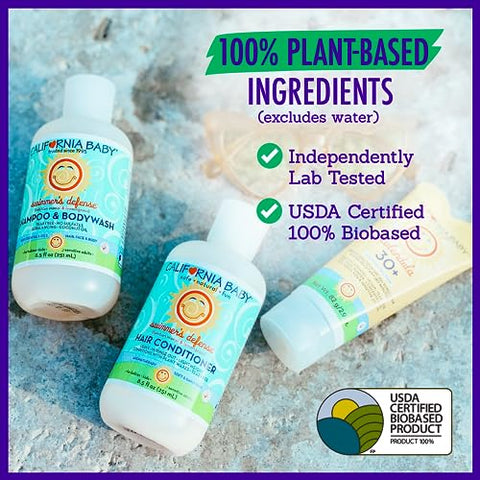 Swimmer’s Defense | Shampoo Hidratante Pós-Natação para Crianças | 100% Natural | Amigável para Alergias | 251 mL / 8.5 fl. oz - California Baby