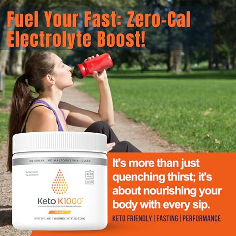 Keto K1000 Pó de Eletrólitos | Laranja | Bebida Hidratante em Pó | Aumente a Energia | 1000mg de Potássio | 30 Porções - Hi-Lyte