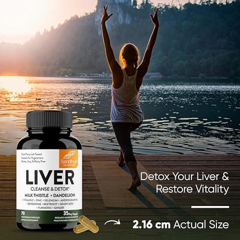 Sandhu's - Sandhu’s Liver Renew Cleanse Detox, Reparo – Fórmula Poderosa para Renovar o Fígado – 60 Cápsulas