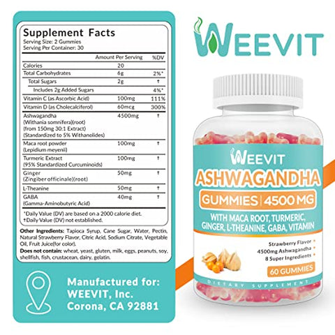 WEEVIT - Gummies de Ashwagandha 4500mg para Mulheres – Potência e Bem-Estar Feminino