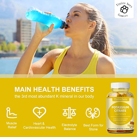 Tinies bers - Gomas de Potássio para Adultos e Crianças, Sem Açúcar, Apoio a Cãibras nas Pernas