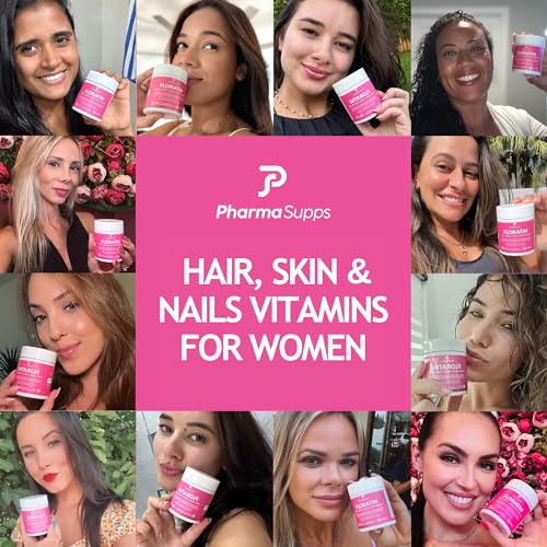 PharmaSupps - FLORATIN – Vitaminas para Cabelo, Pele e Unhas com Biotina | Colágeno | Queratina | Probióticos – Vitaminas de Biotina