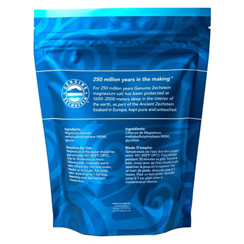 Flakes de Banho de Magnésio Ancient Minerals ULTRA com OptiMSM – Embalagem de Suplemento de Magnésio Reciclável de Cloreto de Zechstein com Absorção Comprovadamente Melhor que Sal de Banho de Epsom (750g)