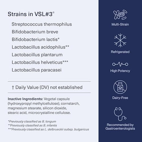 Probióticos para Saúde Digestiva, Cápsulas Probióticas, Alimento Médico para Suporte à Saúde Intestinal em Mulheres - VSL#3