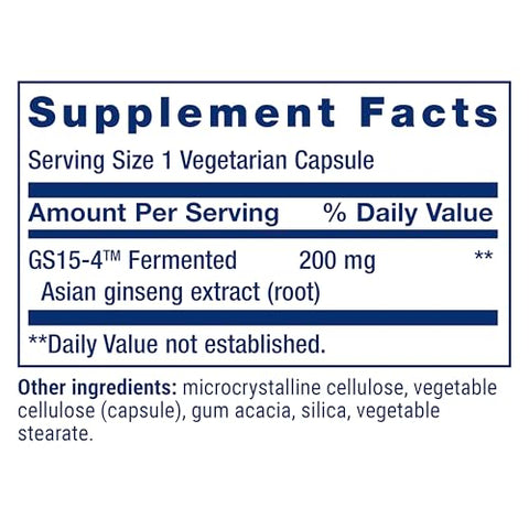 Ginseng Energy Boost – Suporte Energético, Gerenciamento Saudável do Estresse, Sem Glúten, Não-OGM, Vegetariano, 30 Cápsulas - Life Extension