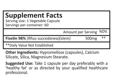 CYTOLYFE - Fisetin 500mg Puro 98%% – Dose Terapêutica 60 Cápsulas – Ativador Senolítico Anti-Envelhecimento Extensão de Vida