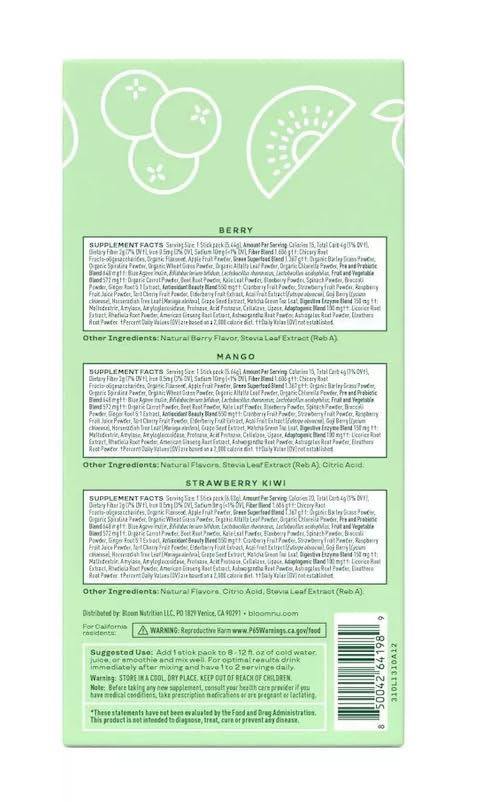 Generic - Bloom Greens e Superfoods em Pó – Pack Variado (18 Sachês) Probióticos para Saúde Digestiva – Marca Bloom