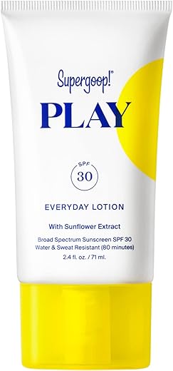 PLAY Everyday FPS 30 Loção, 2.4 oz – Protetor Solar de Amplo Espectro para Pele Sensível – À Prova d’Água - Supergoop!