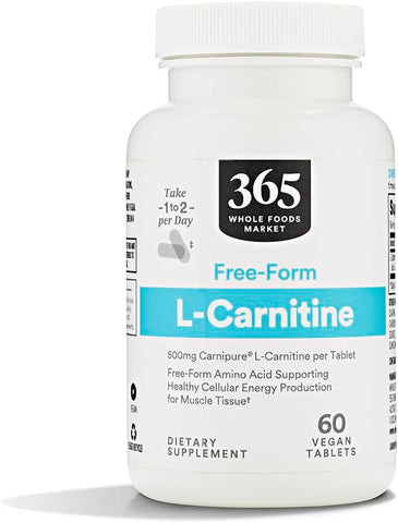 365 by Whole Foods Market, L-Carnitina 500mg Livre de Forma, Vegano, 60 Comprimidos