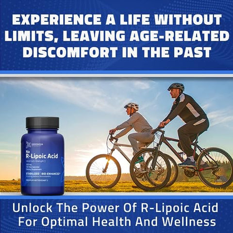 Geronova Research - Bio-Enhanced R-Lipoic Acid 300 mg – Cápsulas de 4 Meses – Ácido R-Alpha Lipoico Estabilizado com Absorção Aprimorada – Suplemento de Ácido R Lipoico – 120 Unidades