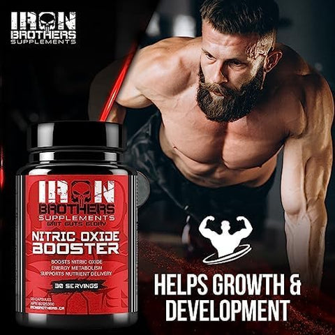 Booster de Óxido Nítrico | Suplemento Extra Forte para Bombas Musculares | Pré-Treino com L-Arginina | Fluxo Máximo de Sangue - Iron Brothers Supplements