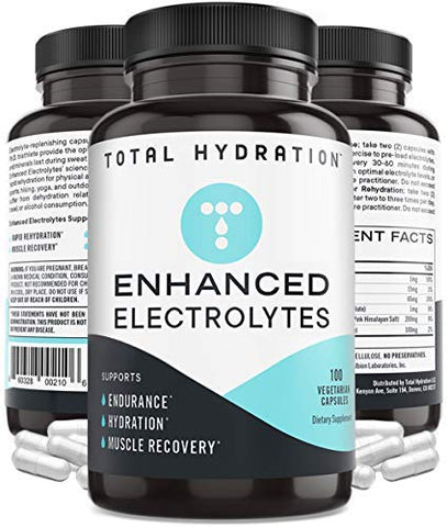 Total Hydration - Cápsulas de Eletrólitos (100 unid.) Substituto Natural de Sais de Reidratação com Baixo Carboidrato, Magnésio, Zinco, Cálcio, Sódio, Suporte para Keto, Sais de Eletrólitos