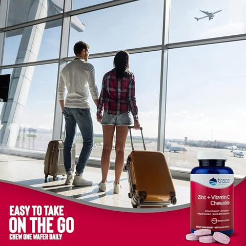 Vitamina C e Zinco Mastigável | Suporte Imunológico, Antioxidante, Função Enzimática, Crescimento - Trace Minerals