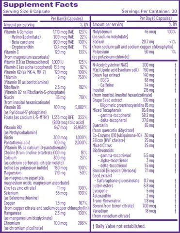 Ortho Core – Suporte Nutricional para Saúde e Energia, Multivitamínico e Mineral Vegano, 30 porções (180 cápsulas) - AOR