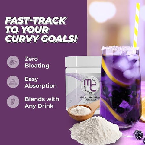 Major Curves - Pó de Creatina para Construção de Glúteos Femininos – Monohidrato Micronizado A Solução Única para Máxima Absorção e Ganho – Sem Sabor Pêssego Perfeito para Modelar Glúteos e Bumbum – The One Solution
