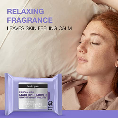 Lenços de Limpeza Noturna para Remoção de Maquiagem, Calmantes e Descartáveis, para Remover Sujeira e Oleosidade – 50 unidades - Neutrogena