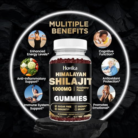 Hovika - Shilajit Gummies 1000mg para Homens – Potência e Energia Natural