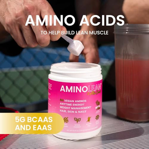 AminoLean Pré-Treino Berry Alixir, Energia Limpa sem Nervosismo, Formigamento ou Queda, Amigo dos Veganos com Biotina para Cabelo, Pele, Unhas, 30 Porções - RSP NUTRITION