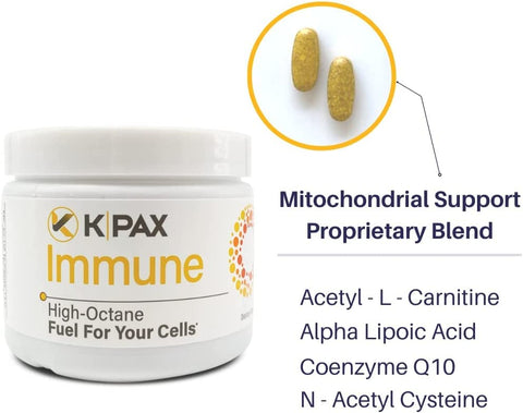 K* PAX - KPAX Immune – Suplemento Energético de Alta Potência para Mitocôndrias – Antioxidante Multivitamínico Completo 120 Comprimidos