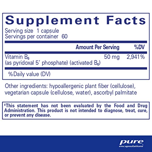 P5P 50 – Vitamina B6 Ativa – Suporta o Metabolismo Energético – 50g - Pure Encapsulations