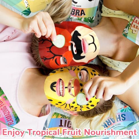 24 Pcs Máscaras Faciais Tema Animal para Pele com Personagens de Animais – Máscaras Divertidas com Fragrância para Cuidados com a Pele de Meninas, Mulheres e Adolescentes – Festa de Spa, Noite das Meninas - Dunzy