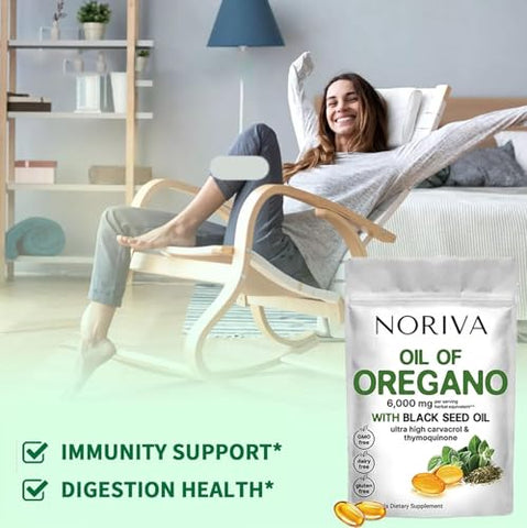 cooluder - Noriva Óleo de Orégano 6000mg + Óleo de Semente de Nigela | Cápsulas de Óleo de Orégano | Suplemento de Óleo de Orégano e Semente de Nigela | 2 Cápsulas