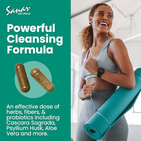 Colon Cleanser – 90 Cápsulas (2 Pacotes) – Fibra Alimentar, Ervas e Probióticos – Suporte Digestivo, Limpeza do Cólon para Mulheres - Sanar Naturals