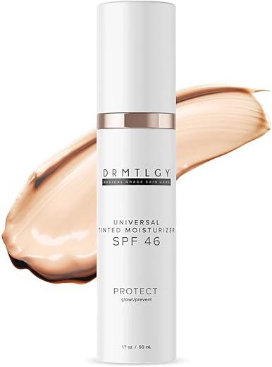 Hidratante com Cor Anti-Idade FPS 46. Tonalidade Universal. Proteção Solar Facial com Cobertura Leve e Amplas Defesas contra Raios UVA e UVB - DRMTLGY