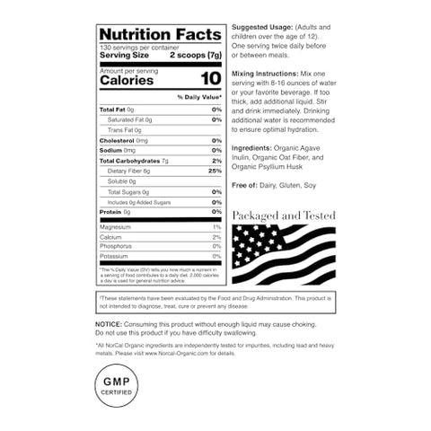 NorCal Organic - Norcal Organic Fiber – 907g | Prebióticos | Fibra Orgânica de Alta Qualidade