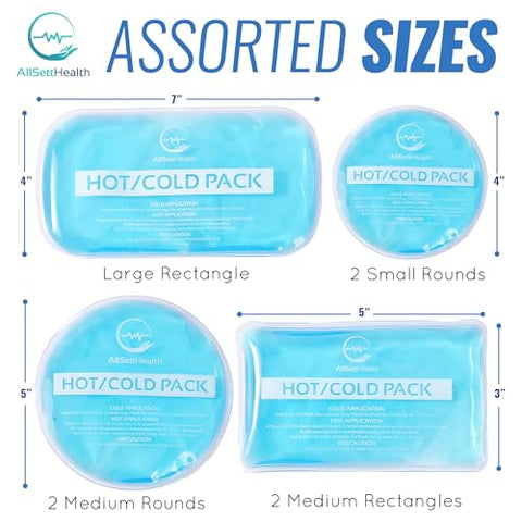 AllSett Health - Gel Reutilizável para Lesões – Compressa Fria, Pacote de Gelo, Gel para Lesões – 7 Unidades