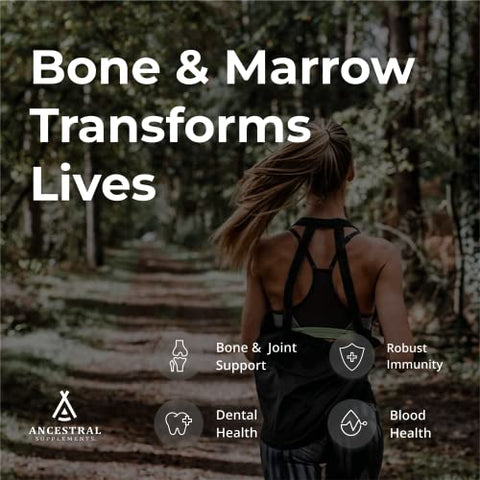 Suplemento de Osso e Medula de Gado Alimentado com Capim, 3000mg, Suporte para Pele, Saúde Oral e Articular, Promove Bem-Estar Geral, Não OGM, Osso Inteiro em Gramas - Ancestral Supplements