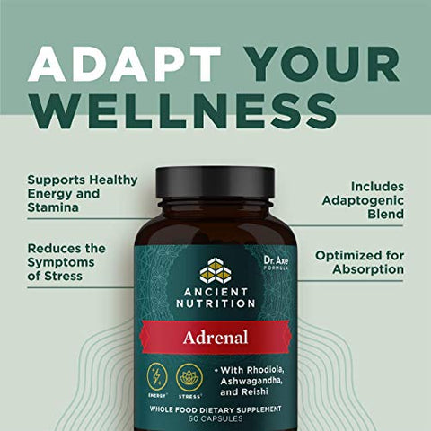 Adrenal Support com Ashwagandha por Ancient Nutrition: Reduz o Estresse – 60 cápsulas