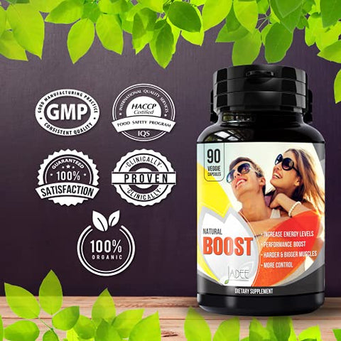 Jadee - Pílulas de Aumento Natural Boost para Homens – Ganhe 5cm em 60 Dias com Nossa Fórmula de Aumento e Espessura, Estimulante de Testosterona para Homens, Promova Tamanho, Força, Energia