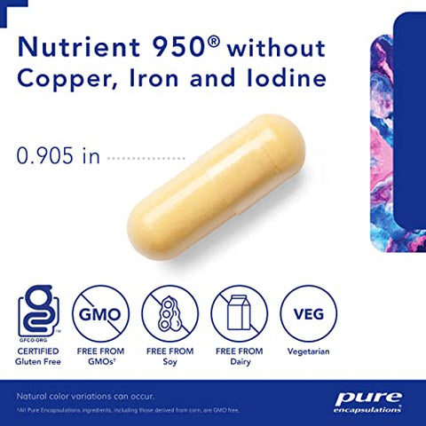 Nutrient 950 Sem Cobre, Ferro – Fórmula Completa de Vitaminas e Minerais – 60 Cápsulas - Pure Encapsulations