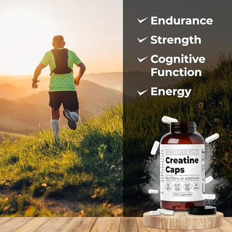 Santa Cruz Paleo - Santa Cruz Cápsulas de Creatina Paleo, Suporte ao Crescimento Muscular, Sem Glúten, Keto, Sem Açúcar, Paleo, Sem Preenchedores ou Aditivos, Comprimidos de Monoidrato de Creatina 2500mg por Porção, 100