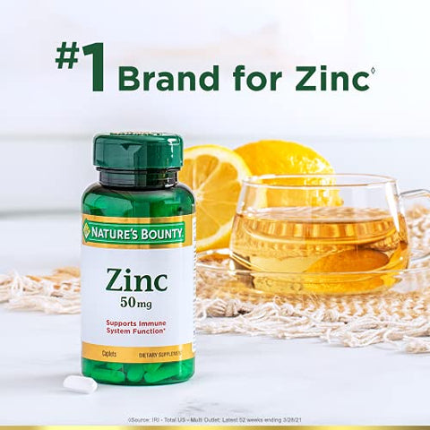 Nature's Bounty - Nature’s Bounty Zinco 50 mg Cápsulas, Sem Sabor, 100 Unidades, Pacote de 2 – Comprimidos de Zinco, Embalagem Dupla
