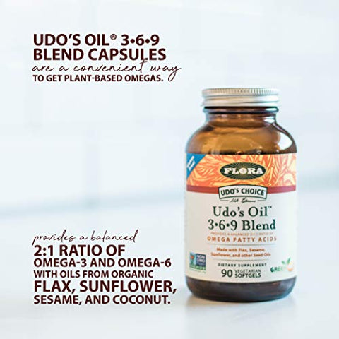 Flora - FLORA – Óleo Omega 369 Udo’s Choice, Cápsulas Vegetarianas, 180 Unidades, 61582
