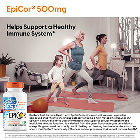 Doctor's BEST - Doctor’s Best Epicor: Defesa da Saúde Imunológica, Não-OGM, Vegano, Sem Glúten, 500 Mg, 60 VC