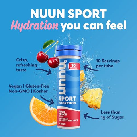 Sport: Tabletes de Bebida Esportiva Rica em Eletrólitos, Sabor Frutas Vermelhas, 8 Unidades (80 porções), Reposição de Eletrólitos Essenciais Perdidos através do Suor - Nuun
