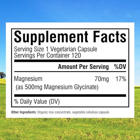 Suplemento de Magnésio Glicinato 500mg, Alta Absorção, Marca Innate Vitality – Não-OGM