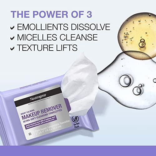 Lenços de Limpeza Noturna para Remoção de Maquiagem, Calmantes e Descartáveis, para Remover Sujeira e Oleosidade – 50 unidades - Neutrogena