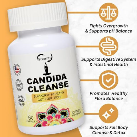 EOCUTE - Candida Cleanse 120 Cápsulas – Gut: Limpeza eficaz para o seu organismo