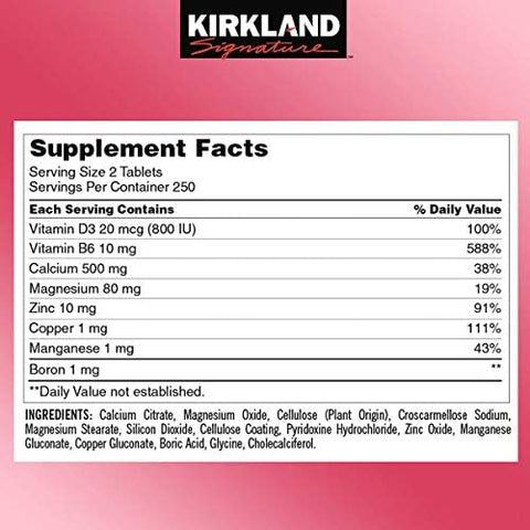 KIRKLAND - Kirkland Signature Cálcio Citrato Magnésio e Zinco, 500 Comprimidos – Benefícios para a Saúde Óssea