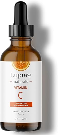 Lupure - Sérum Facial Profissional de Vitamina C 20%, Super Vit C Anti-Envelhecimento com Ácido Hialurônico