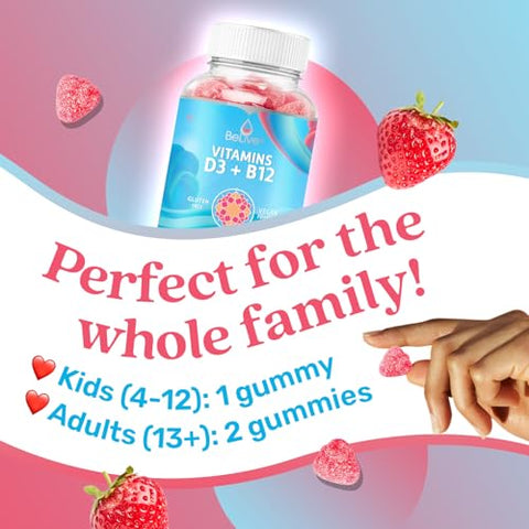 Gummies de Vitamina D3 com Vitamina B12 – 60 un I Suporte Imunológico com Vitamina B12 Vegana - BeLive