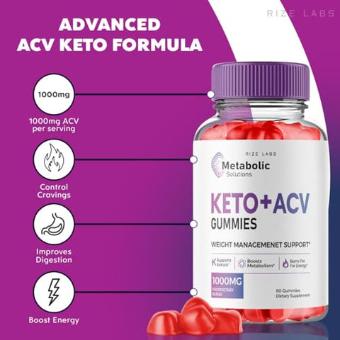 rize labs - (3 Pacotes) Gomas Metabolic Solutions Keto ACV, Avançado para Perda de Peso, Fórmula Avançada, Avaliações Metabolicsolutions (180 Gomas)