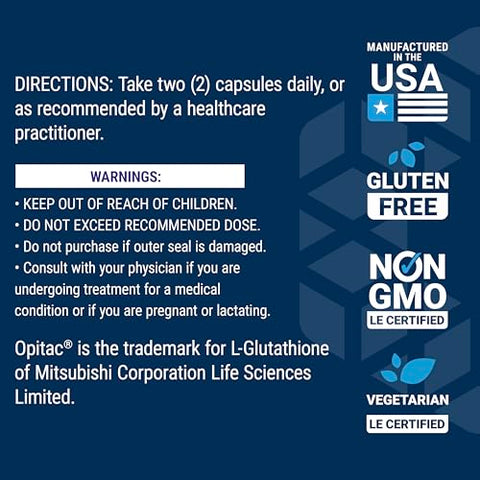 Glutationa 500 mg – Cápsulas de Glutationa, Suplemento Antioxidante, Estresse Oxidativo, Forma Reduzida Ativa – Sem Glúten, Não-OGM, Vegetariano – 60 Cápsulas - Life Extension