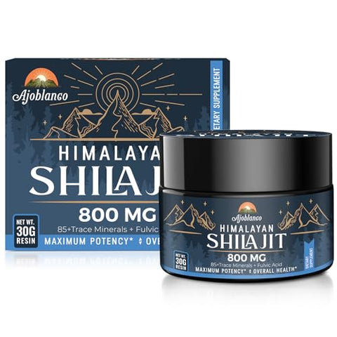 800 Mg Resina de Shilajit do Himalaia, Puro Orgânico do Himalaia, Suplemento de Shilajit com Pureza, Alta Dosagem – 800 Mg Resina de Shilajit, Pureza, Alta Dosagem - Ajoblanco