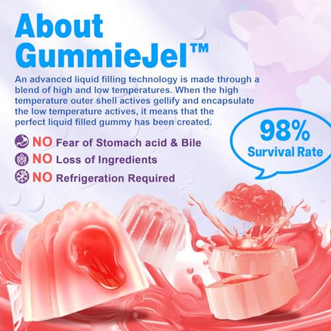 EnvyDeal - Gomas Probióticas Sem Açúcar 60 Bilhões UFC 11 Cepas com Fibras Prebióticas, Gomas Probióticas Recheadas para Saúde Digestiva de Mulheres e Homens, Sabor Pêssego, Auxilia a Constipação